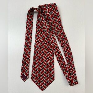 Paul Fredrick Men's Silk Red and Black Patterned Tie
